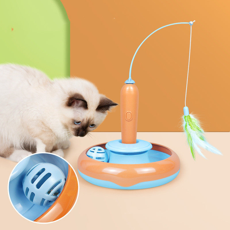 Amazing Cat Toy With Feather For Self-play Cat Turntable Pets