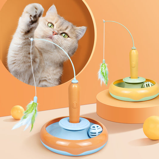 Amazing Cat Toy With Feather For Self-play Cat Turntable Pets